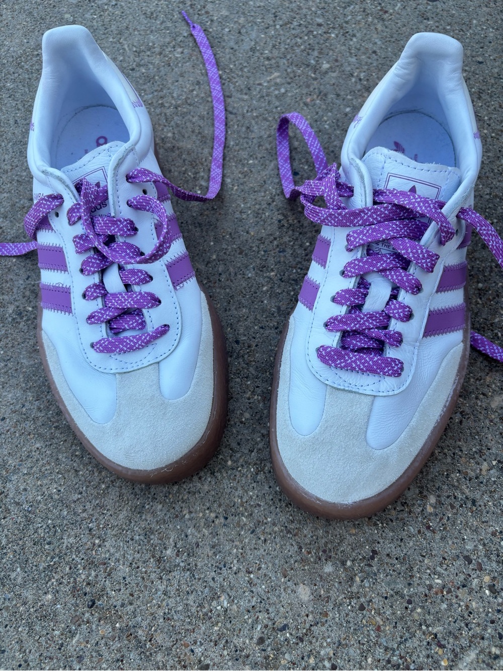 adidas Women's White and Purple Lace-Up Sneakers  Sambas